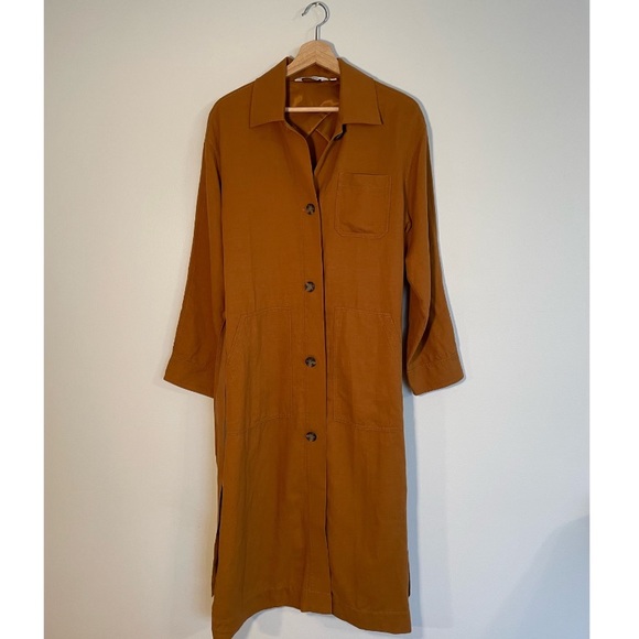 & Other Stories Linen Blend Trench Coat in Rust - Picture 6 of 9